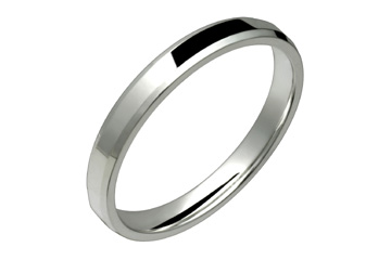 Flat 3 mm Comfort Fit Beveled Edge Platinum Ring