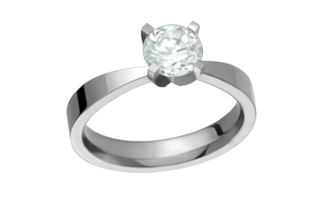 Titanium Cubic Zirconia Solitaire Engagement Ring
