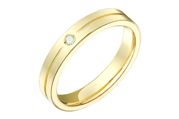3/100 Yellow Gold Diamond Wedding Band