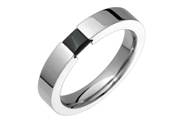 Tension Set Black Onyx & Titanium Ring