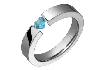 Heart Shape Blue Topaz & Titanium Ring