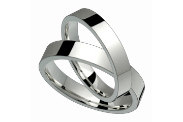 Flat Comfort Fit Milled-Edge 4mm Ladies and Gents Platinum Bands Set