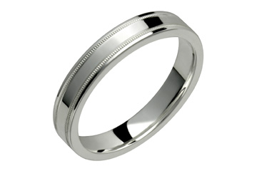 Flat Comfort Fit 4 mm Platinum Ring With Milled Edges