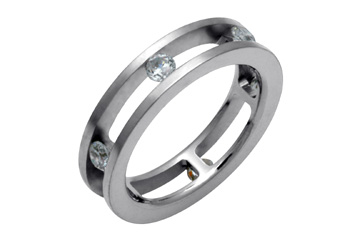 3/5 Carat Slotted Titanium Ring with Diamonds