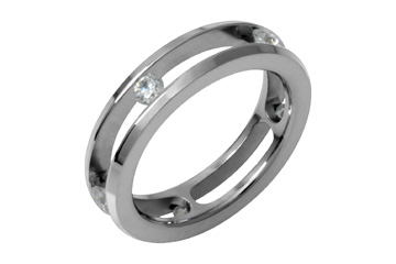 1/2 Carat Slotted Diamond Tension Set Titanium Ring