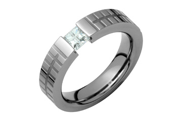 Carved Titanium Ring with Illusion Cubic Zirconia