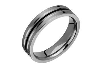 Flat Titanium Ring With Black Resin Inlay