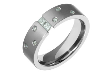 8/25 Carat Tension Set Princess Cut Diamond Titanium Ring
