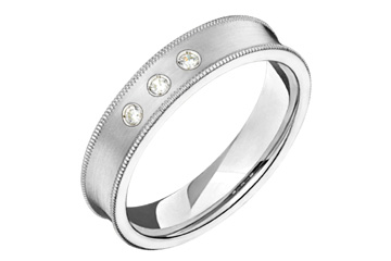 3/50 Carat White Gold 14kt Concaved Diamond Wedding Band