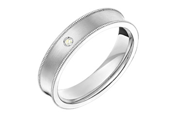 1/50 Carat White Gold 14kt Diamond Concaved Wedding Band