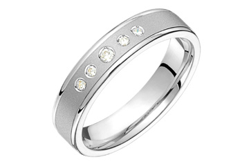 1/5 Carat White Gold 14kt Sandblast Diamond Wedding Band