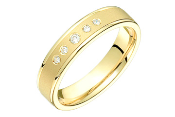 1/5 Carat 14kt Yellow Gold Sandblast Diamond Wedding Band