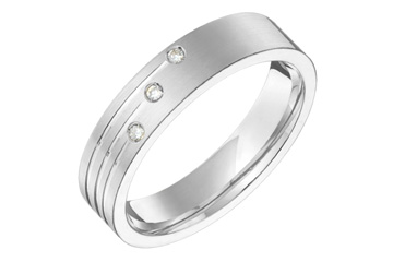 1/20 Carat White Gold 14kt Carved Diamond Wedding Band