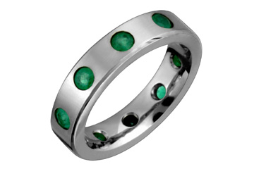 Emerald Set Eternity Titanium Ring