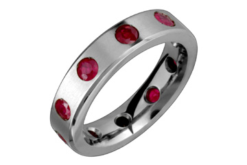 Ruby Set Eternity Titanium Ring