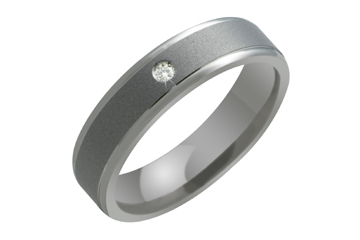 1/50 Carat Diamond Titanium Ring with Sandblast Center