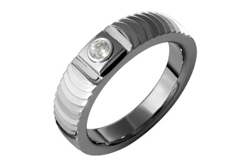 1/10 Carat Diamond Carved Titanium Ring