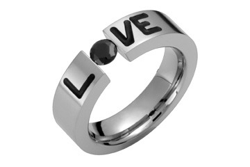 Titanium & Black Inlay LOVE Ring