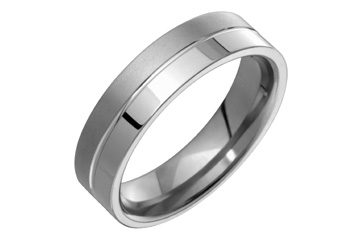 Sandblast & Polished Grooved Titanium Ring