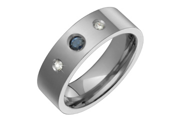 1/25 Carat Diamond & Blue Sapphire Titanium Ring