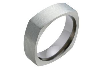 Flat Comfort Fit Square Titanium Sandblast Band