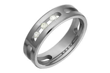 3/20 Carat Diamond Titanium Ring