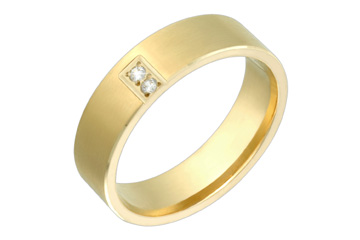 14K Comfort Fit Yellow Gold Round Cut Diamond Wedding Band