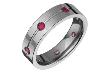 Eternity Ruby Carved Titanium Ring