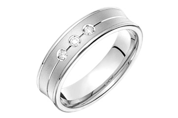 9/100 Carat White Gold 14kt Carved Diamond Concaved Wedding Band