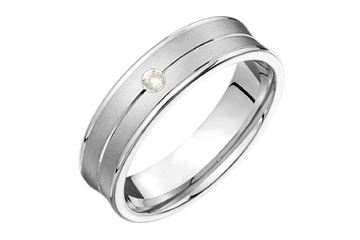 3/100 Carat White Gold 14kt Concaved Diamond Wedding Band