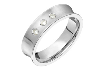 9/100 Carat White Gold Concaved Diamond Wedding Band