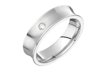 1/20 Carat White Gold Diamond Concaved Wedding Band