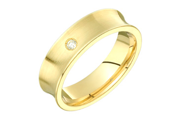 1/20 Carat Concaved Yellow Gold 14kt Diamond Wedding Band