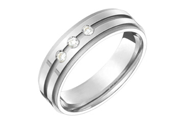 9/100 Carat White Gold 14kt Carved Diamond Wedding Band