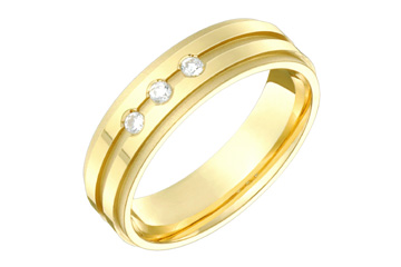 9/100 Carat Yellow Gold 14kt Carved Diamond Wedding Band