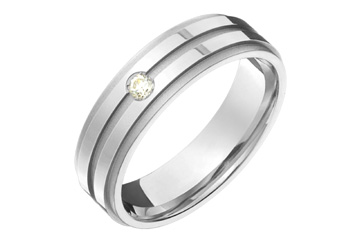 3/50 Carat White Gold Carved 14kt Wedding Band with Diamond