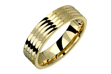14kt Yellow Gold Grooved Wedding Band