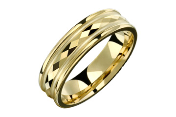 14kt Yellow Gold Carved Center Wedding Band