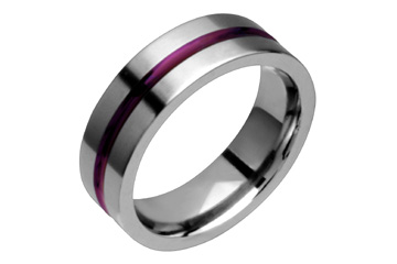 Titanium Ring With Magenta Inlay