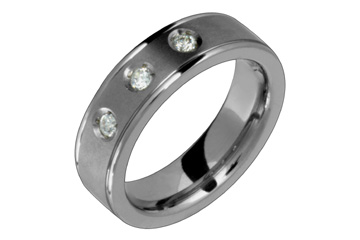 3/20 Carat Three Diamond Titanium Ring