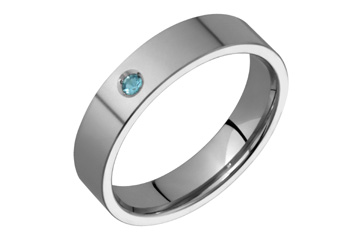 Titanium Ring With Blue Topaz Center Stone