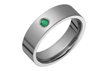 Titanium Ring With Emerald Center Stone