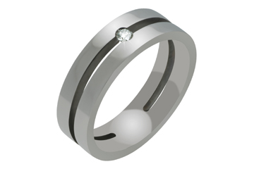 1/20 Carat Hallowed Center Titanium Ring with Diamond