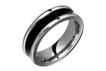Titanium Ring With Extra Wide Black Resin Inlay