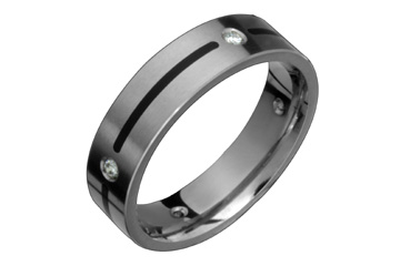 2/25 Carat Diamond & Titanium Ring With Black Resin