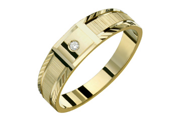 14kt Tapered Yellow Gold Wedding Band with Diamond