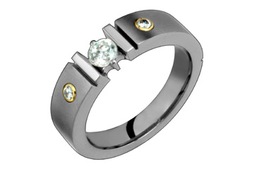 3/10 Carat Diamond Tension Set Titanium Ring