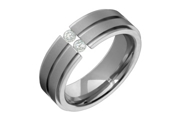 7/50 Carat Diamond Tension Set Titanium Ring