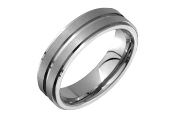 Flat Comfort Fit Titanium Ring With Raised Motif