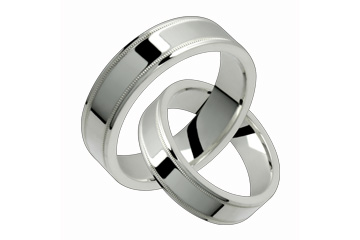 Flat Comfort Fit Milled-Edge 6mm Ladies and Gents Platinum Bands